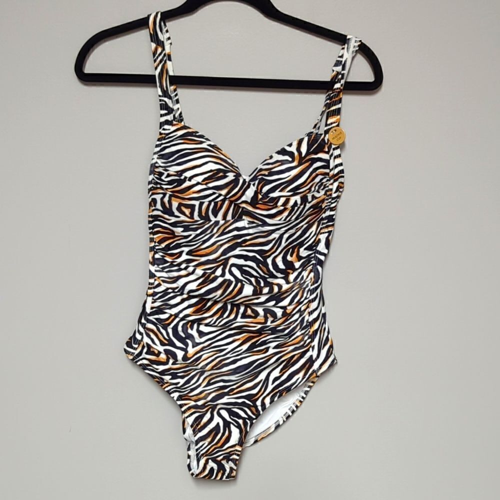 Animal-Print One-Piece Swimsuit - Brown/Black/White